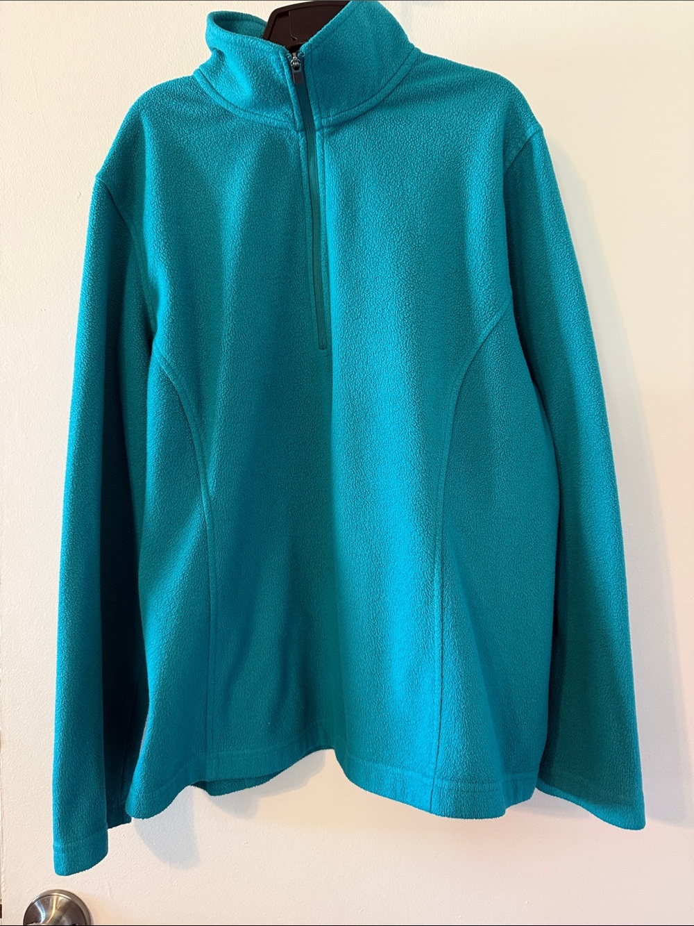 Lands' End Teal Quarter-Zip Fleece Pullover Women’s Size medium petite 10-12